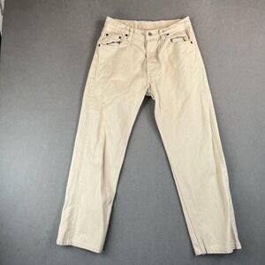 Vintage Levis 501 Jeans Mens 29x30 White Button Fly Denim Straight Leg USA 90s